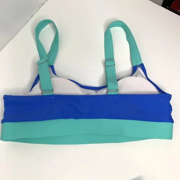 Womens High Waisted Cheeky Bikini Swimsuit Size Small Blue Teal - Picture 10 of 12